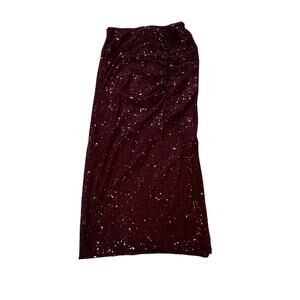 Wildfox Skirt Women's Medium Purple Full Sequin Ruched Side Slit Midi